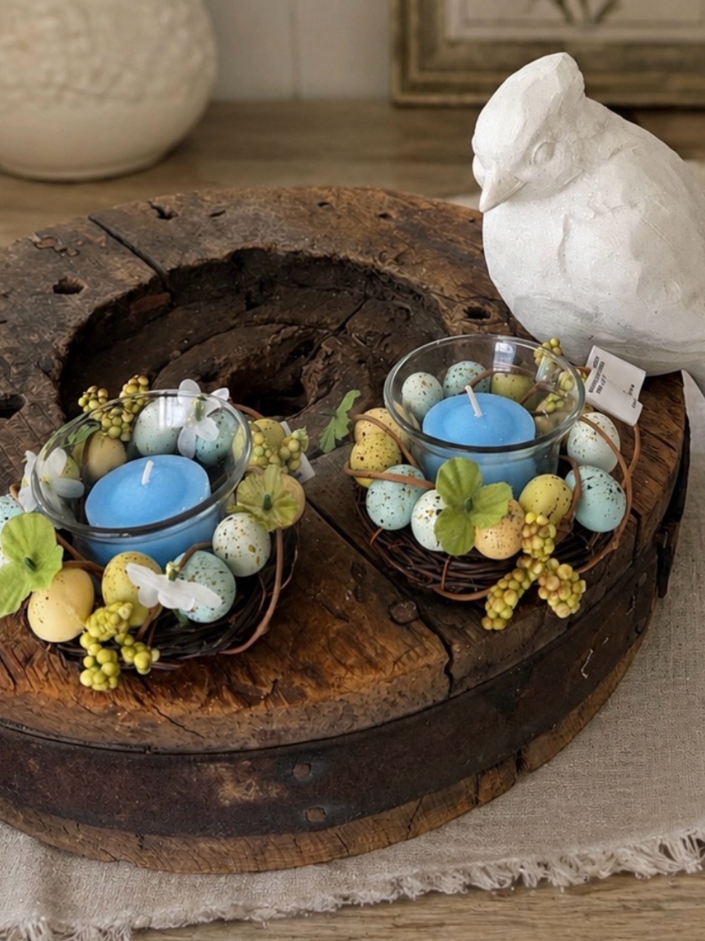 Bird & Egg Berry Nests Candle Holders - Set of 2
